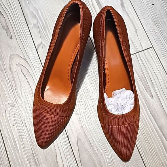 (74-3734) Coutgo Womens Chunky High Heels Knit Pointed Closed Toe Heel Sz 11 - Picture 3 of 10